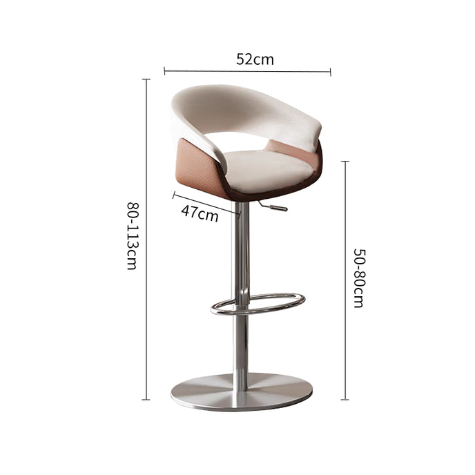 Stool Base Labelled Adjustable Height Bar Stool Faux Leather Stainless Steel Base ...