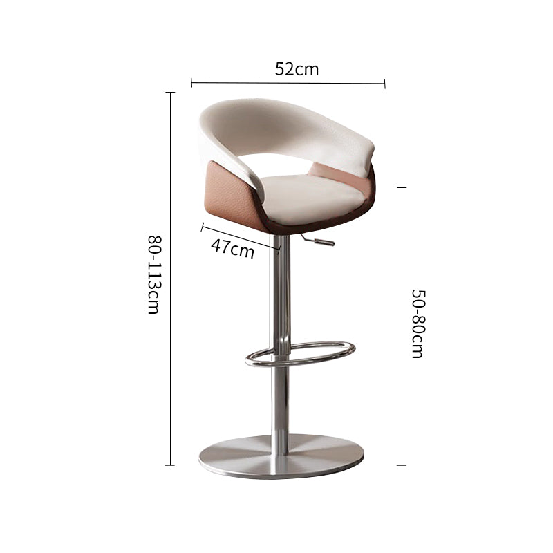 Adjustable Height Bar Stool Faux Leather Stainless Steel Base