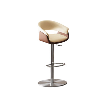 Adjustable Height Bar Stool Faux Leather Stainless Steel Base