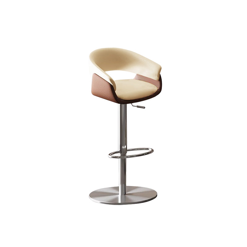 Adjustable Height Bar Stool Faux Leather Stainless Steel Base