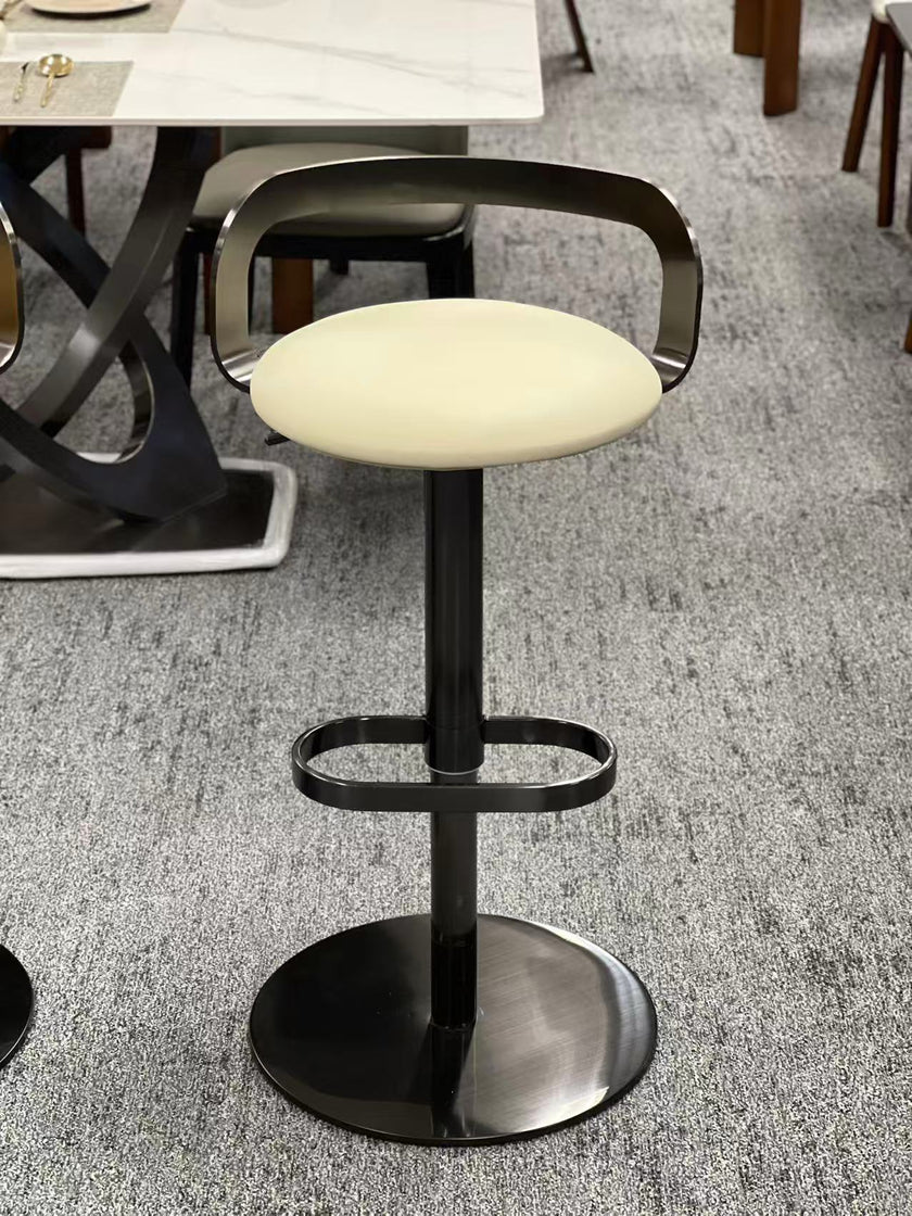 Adjustable Swivel Bar Stool in Black Titanium Base White/Gray/Yellow
