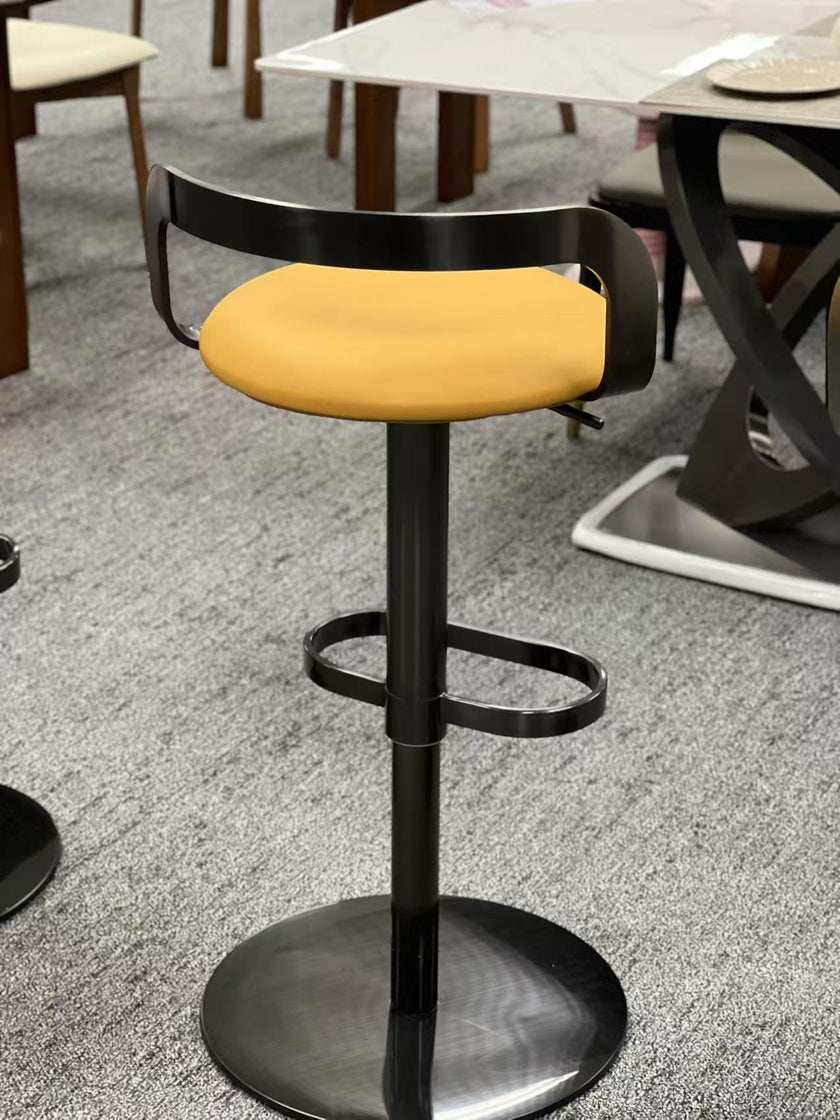 Adjustable Swivel Bar Stool in Black Titanium Base White/Gray/Yellow