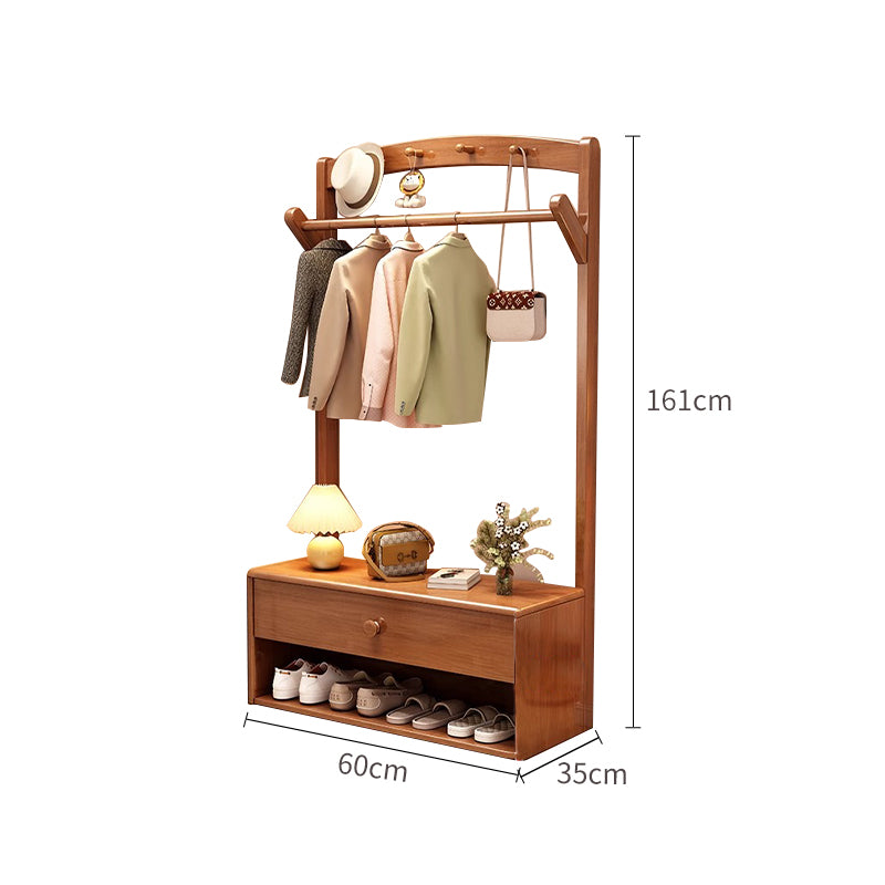 Vintage-Colored Coat Rack with Shoe Stool