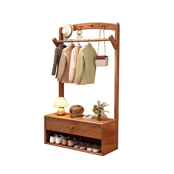 Vintage-Colored Coat Rack with Shoe Stool