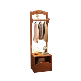 Curved  Vintage-Colored Coat Rack with Shoe Stool