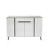 White sideboard with black accents on a white background