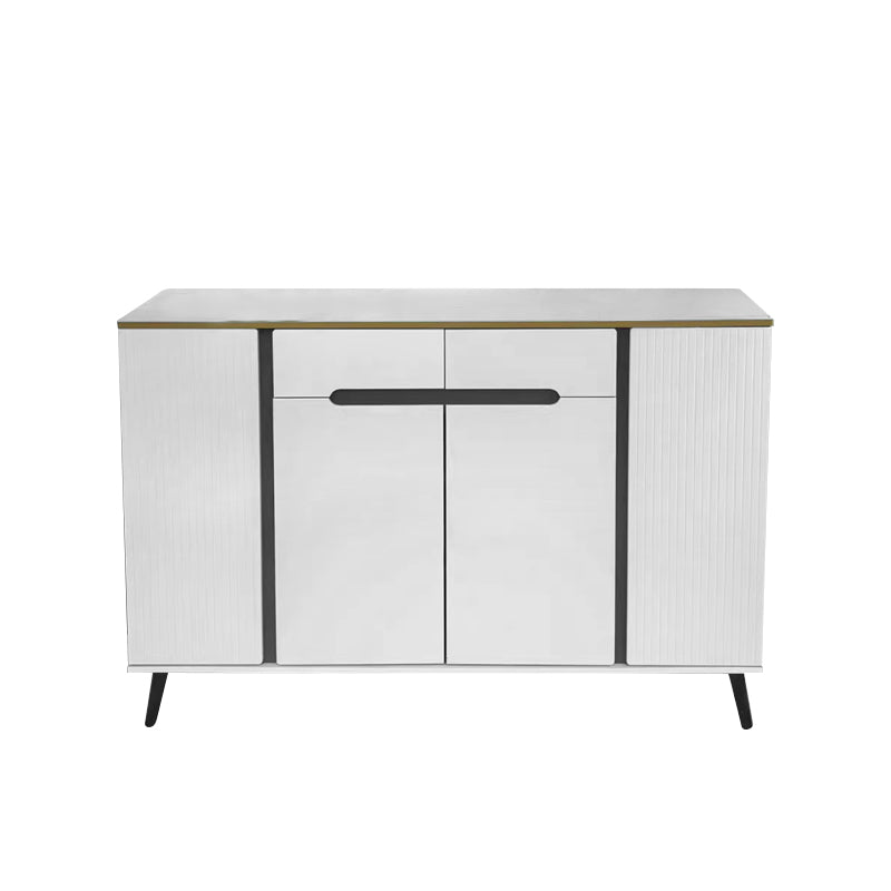 White sideboard with black accents on a white background