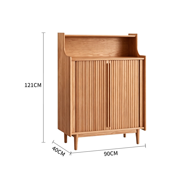 Pre Sale Light walnut-colored ash wood roll-up shoe cabinet