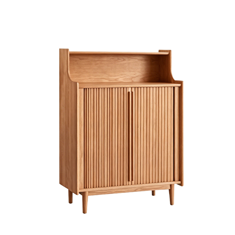 Pre Sale Light walnut-colored ash wood roll-up shoe cabinet
