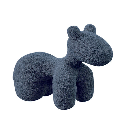 Horse-Shaped Ottoman Stool Lamb Fleece
