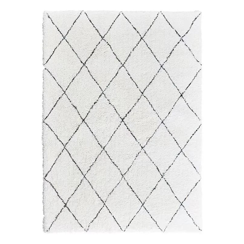 Black White/Plaid/Imitation Cashmere/Cotton Carpet