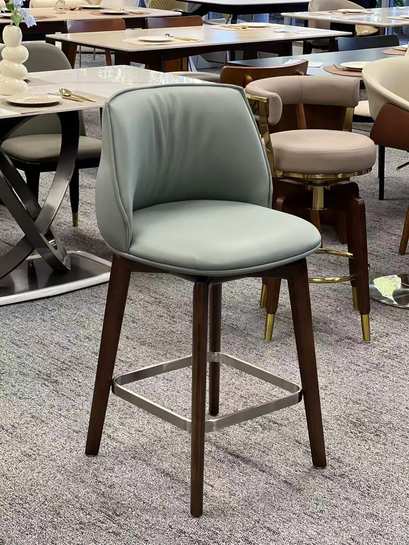 Swivel Bar Stool in Walnut Wood Green/Blue/Coffee/White