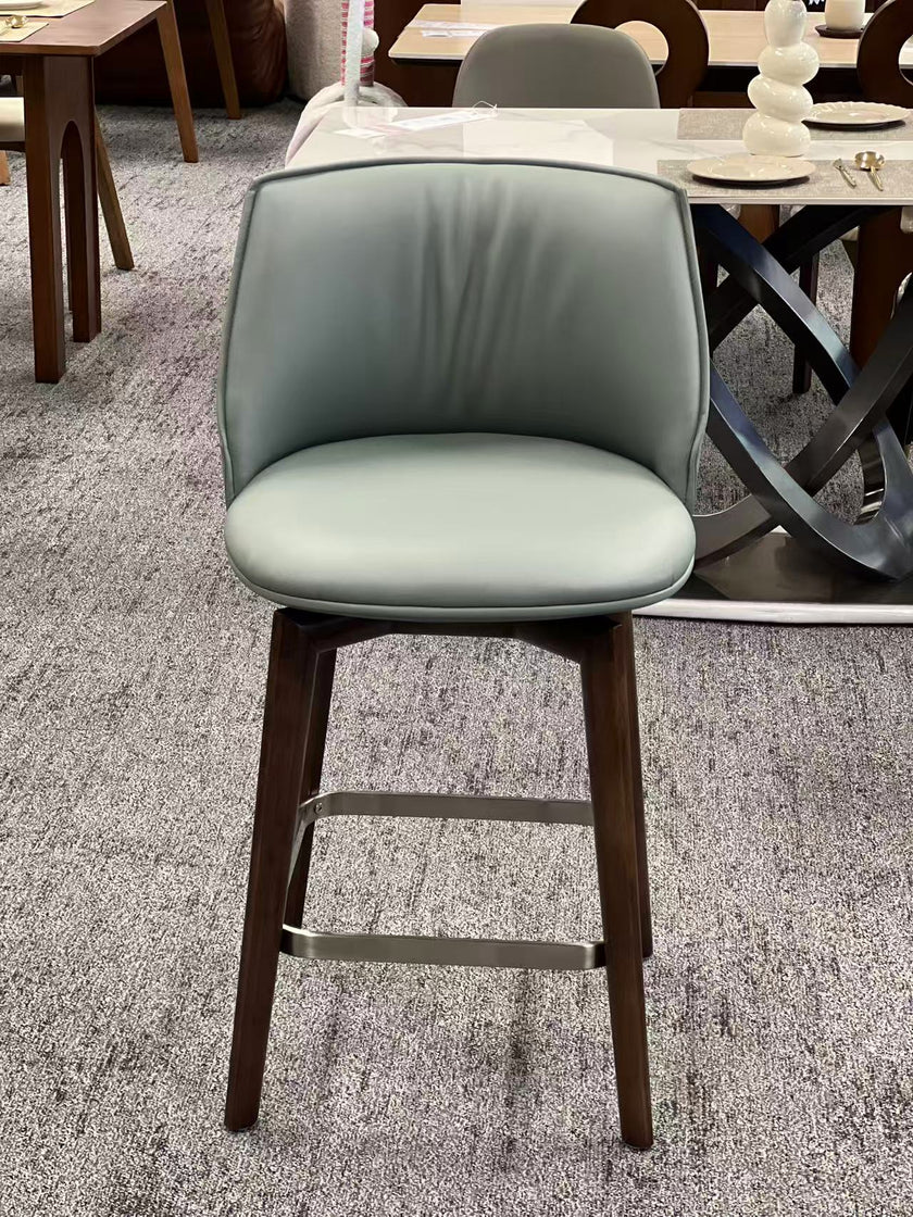 Swivel Bar Stool in Walnut Wood Green/Blue/Coffee/White