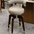 Milk Brown Swivel Bar Stool Faux Leather and Walnut Legs