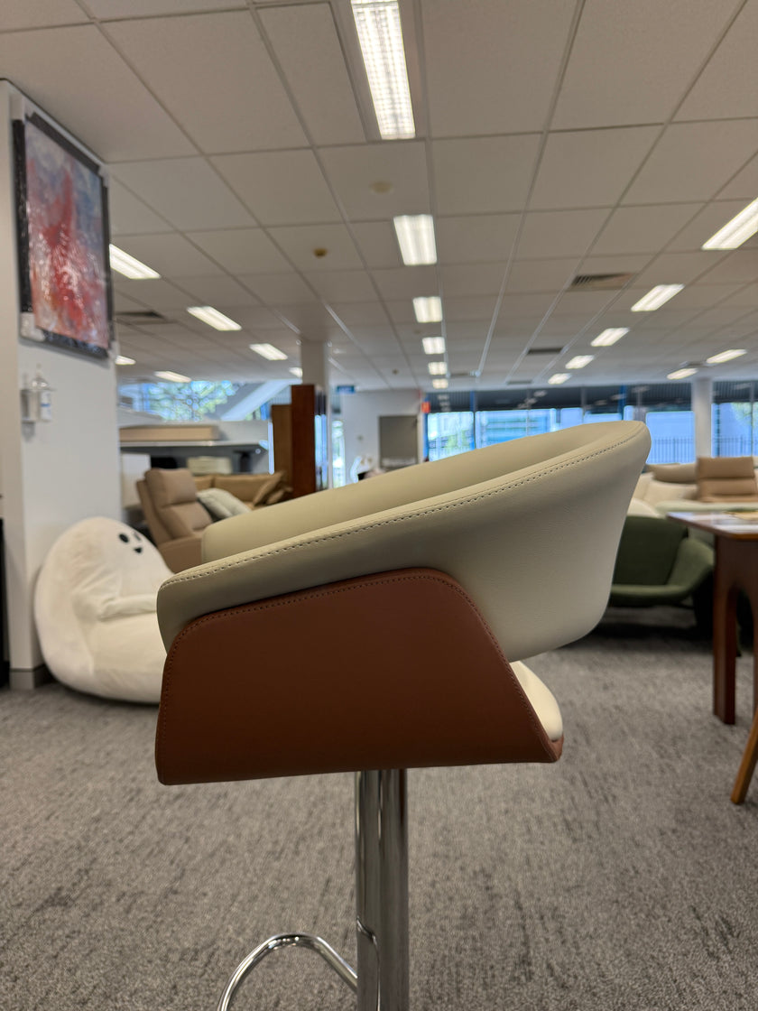 Adjustable Height Bar Stool Faux Leather Stainless Steel Base