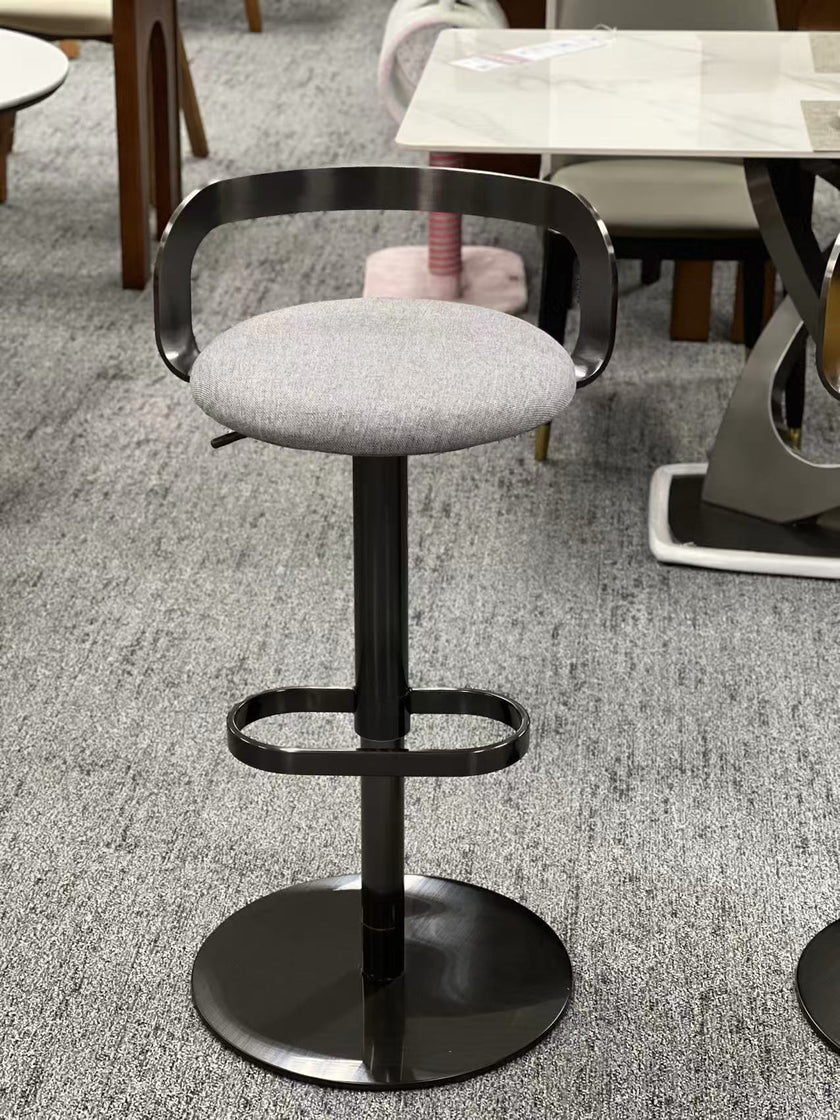 Adjustable Swivel Bar Stool in Black Titanium Base White/Gray/Yellow