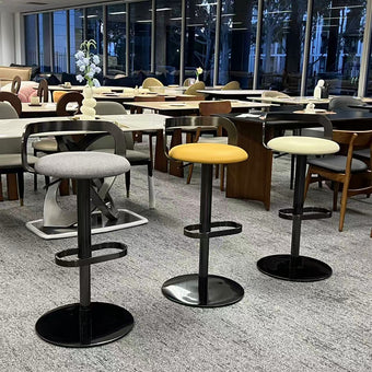 Adjustable Swivel Bar Stool in Black Titanium Base White/Gray/Yellow