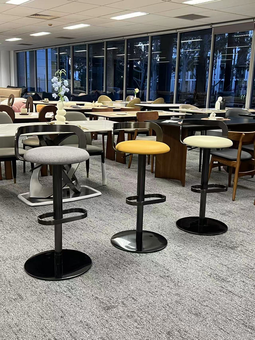 Adjustable Swivel Bar Stool in Black Titanium Base White/Gray/Yellow