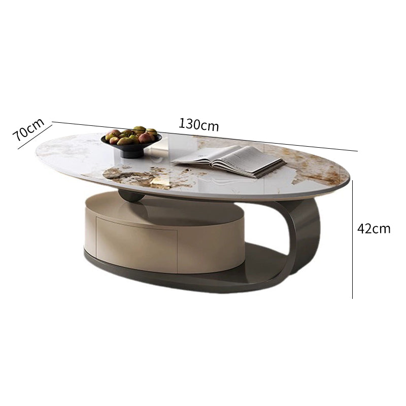 Pandora Marble Coffee Table With Brushed Steel Base/130