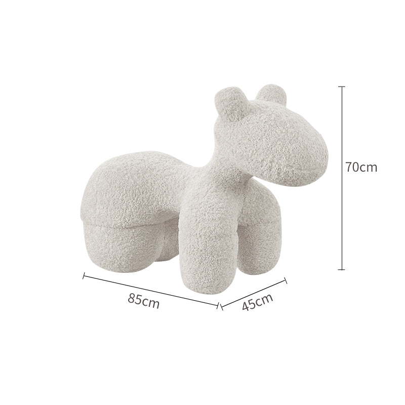 Horse-Shaped Ottoman Stool Lamb Fleece