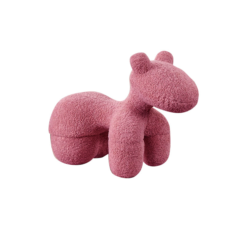 Horse-Shaped Ottoman Stool Lamb Fleece