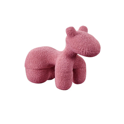Horse-Shaped Ottoman Stool Lamb Fleece