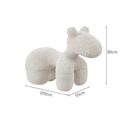 Horse-Shaped Ottoman Stool Lamb Fleece
