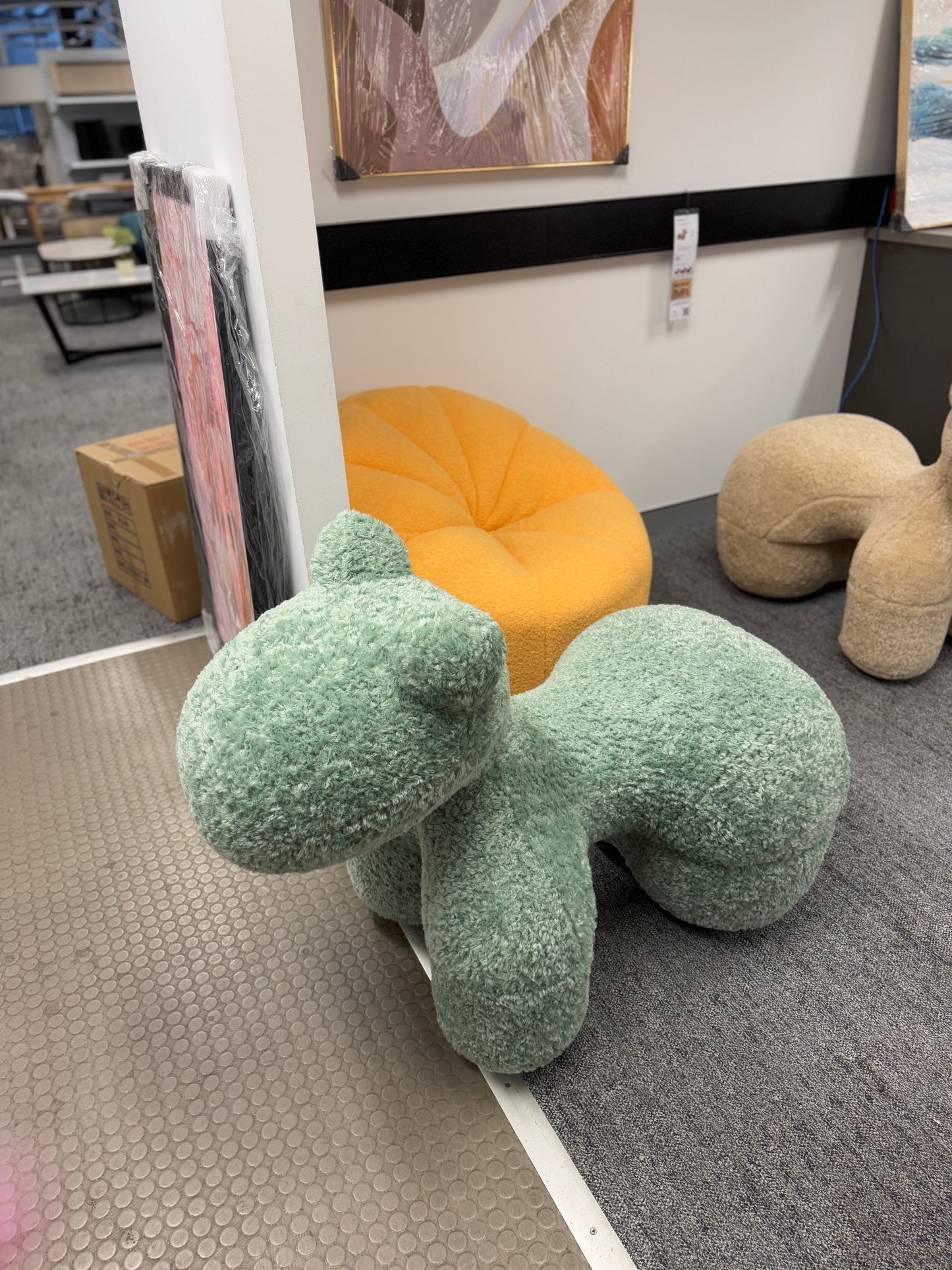 Horse-Shaped Ottoman Stool Lamb Fleece