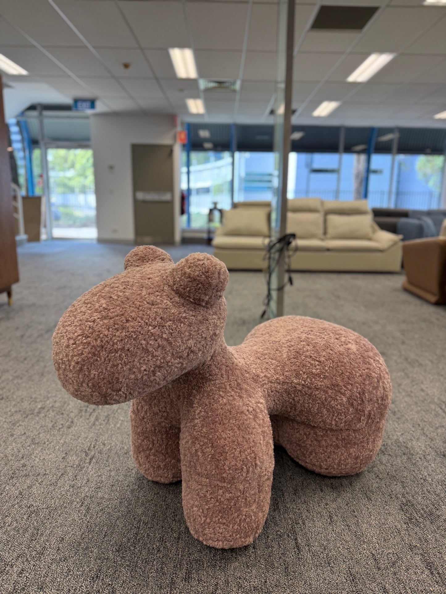 Horse-Shaped Ottoman Stool Lamb Fleece