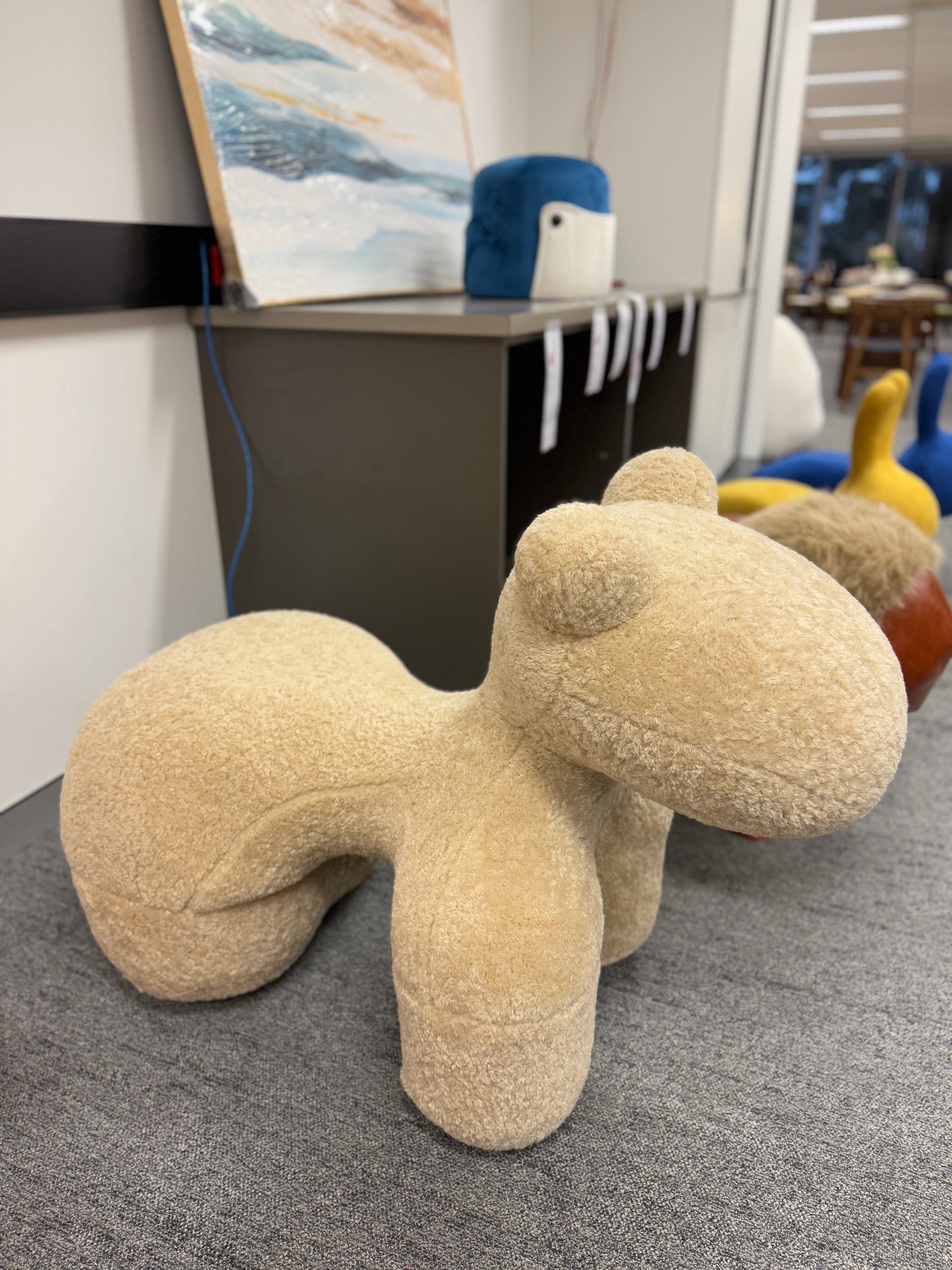 Horse-Shaped Ottoman Stool Lamb Fleece
