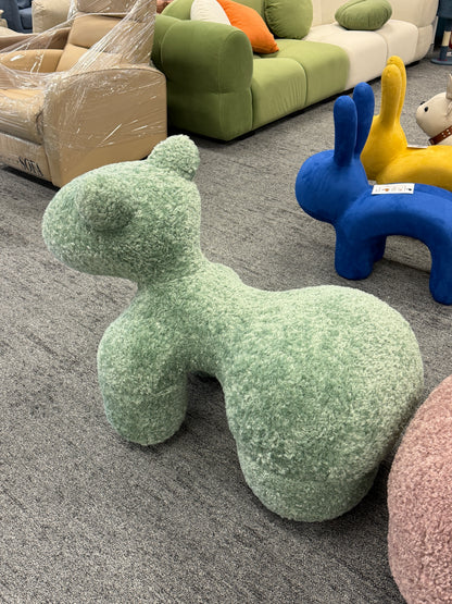 Horse-Shaped Ottoman Stool Lamb Fleece