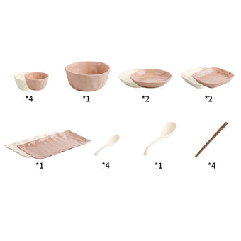 Irregular Mocha and Creamy Yellow 19-Piece Tableware Set for Four