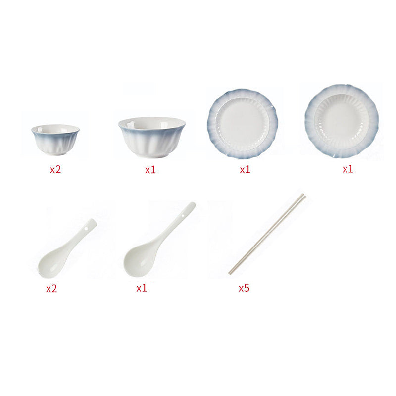 Blue and White Ombre 12-Piece Dinnerware Set