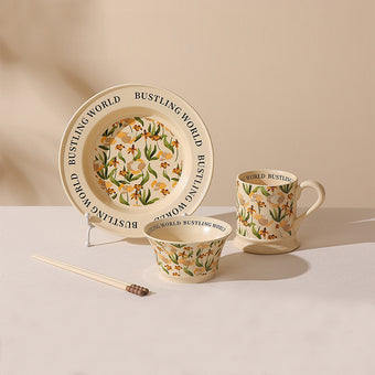 Beige iris 4-piece dinnerware set