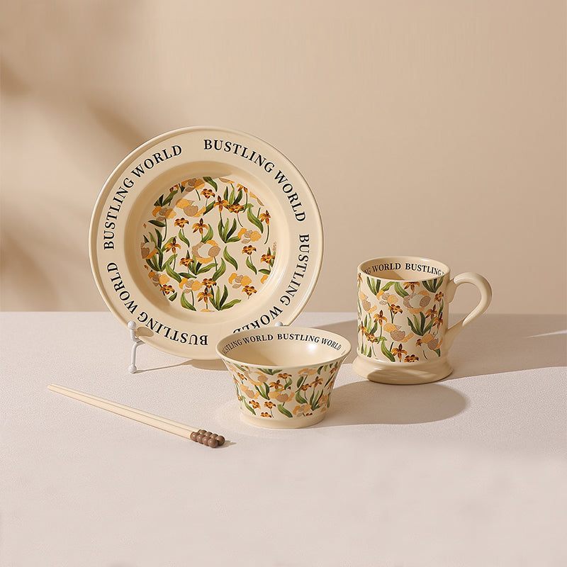 Beige iris 4-piece dinnerware set