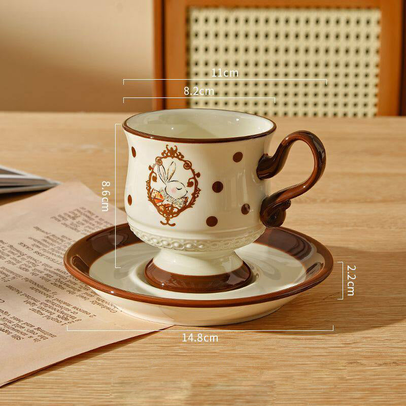 Vintage Bunny Coffee Cup and Saucer Set