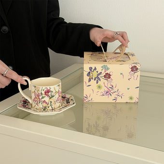 Bellflower and Lily Octagonal Cup and Saucer