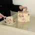 Bellflower and Lily Octagonal Cup and Saucer