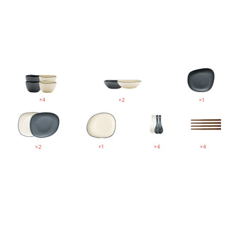 18-Piece Black and White Color-Block Dinnerware Set