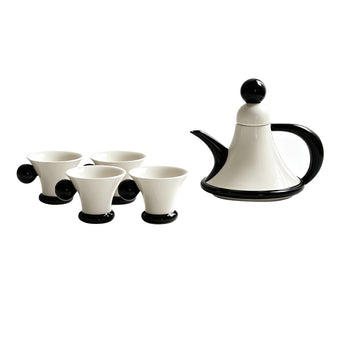 Color-block tea set with 1 teapot and 2 cups