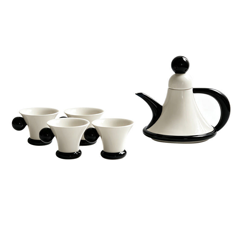 Color-block tea set with 1 teapot and 2 cups