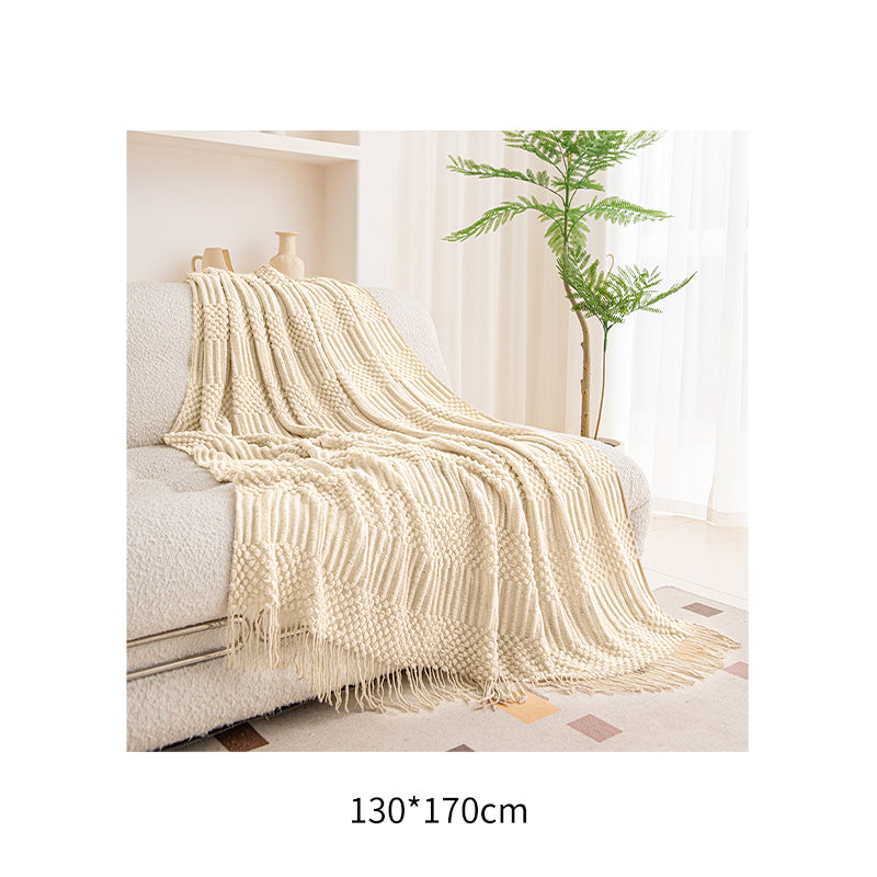 Tassel Fringe Sofa Throw Blanket