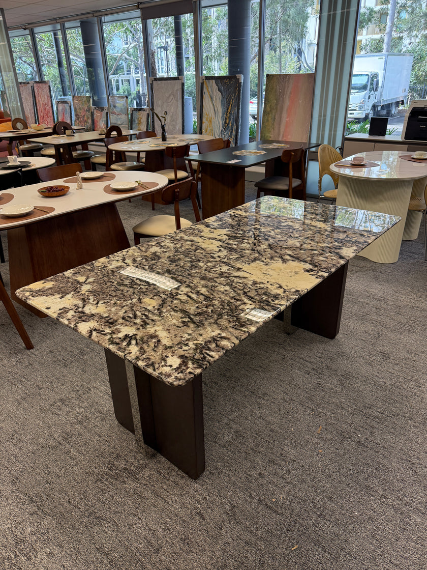 Snow Mountain Luxury Stone Color-Blocked Triangular Leg Dining Table/160/180