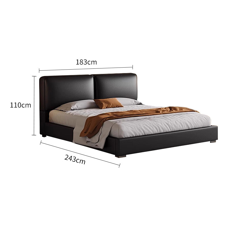 Genuine Leather/Black Cowhide/Soft Package/Solid Wood/Soft Bed/153/183