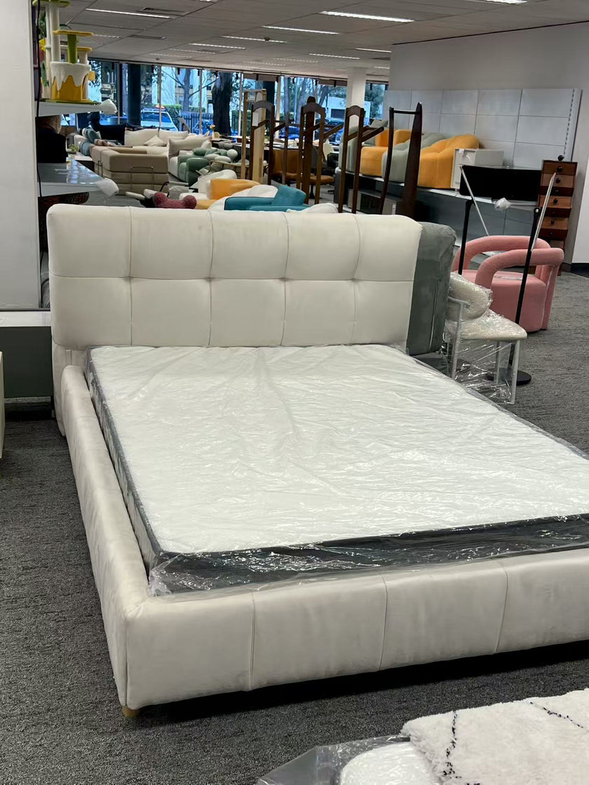 Off White/Solid Wood/Bed/4-Grid/153/183