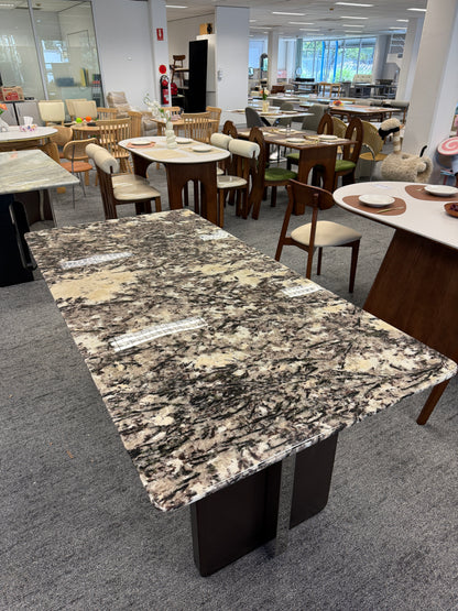 Snow Mountain Luxury Stone Color-Blocked Triangular Leg Dining Table