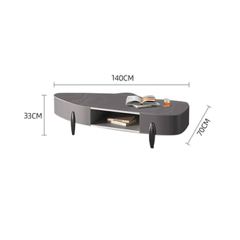 Gray Saddle Leather/Irregular Rock Plate/Coffee Table