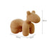 Brown plush toy with dimensions on a white background