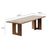Rectangular Travertine Dining Table with Solid Wood Legs