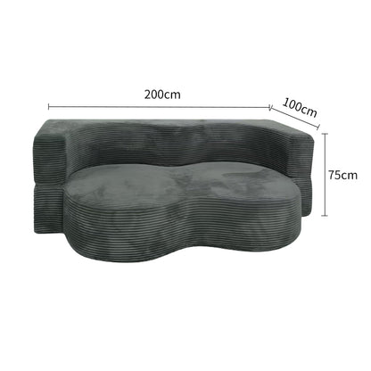 Grey Corduroy Convertible Sofa/Sofa Bed